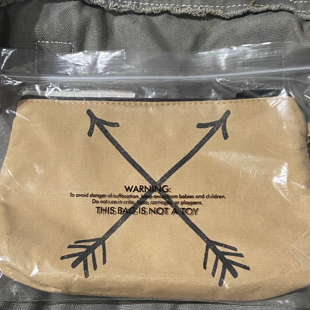 Thirty-One Tan Mini Zipper Pouch on point